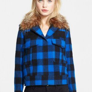 SMYTHE | Wool Jacket with Removable Faux-Fur Collar